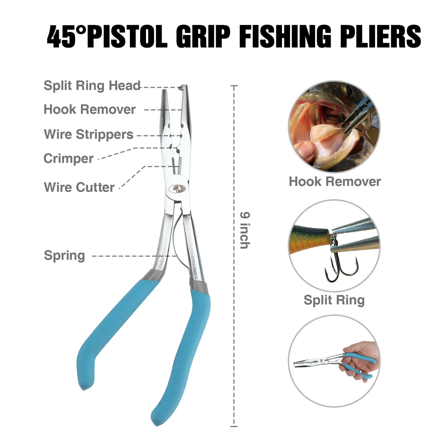 Workpro Mossy Oak 4pc Fishing Tool Kit Pliers Fillet Knife Gripper Snip