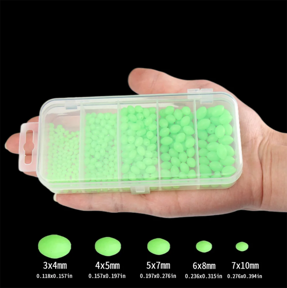 JSFUN Luminous Fishing Beads 375 Pcs Set Glow Float Lures