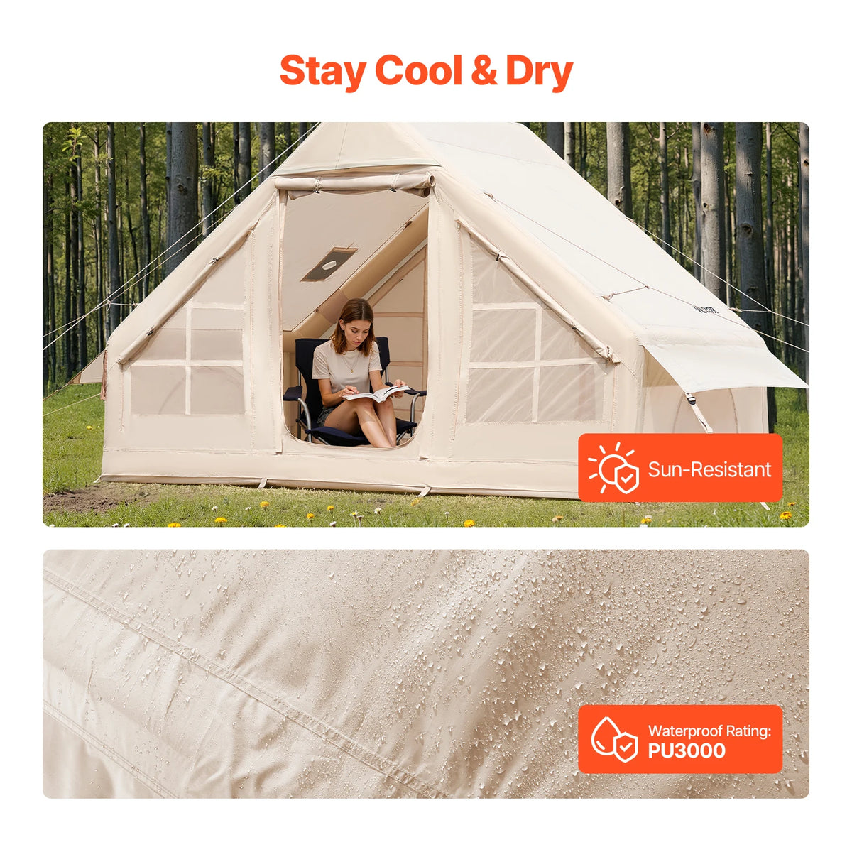 SucceBuy Inflatable Camping Tent With Hand Pump Easy Setup