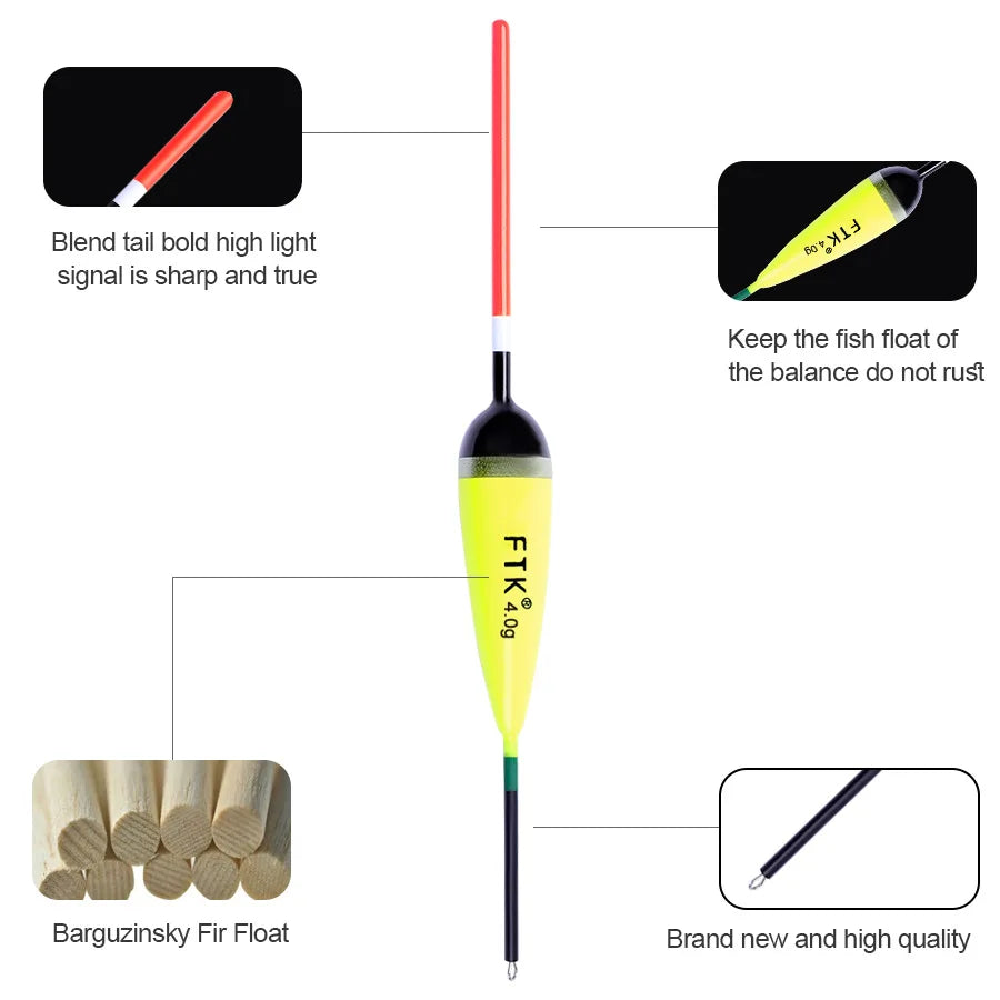Shiqian Balcedarwood Carp Fishing Float Long Tail Drifting 5 Pieces