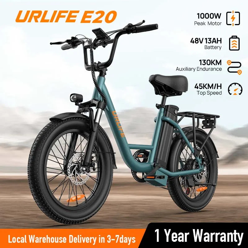 URLIFE E20 1000W Electric Bike 48V 13Ah Removable Battery