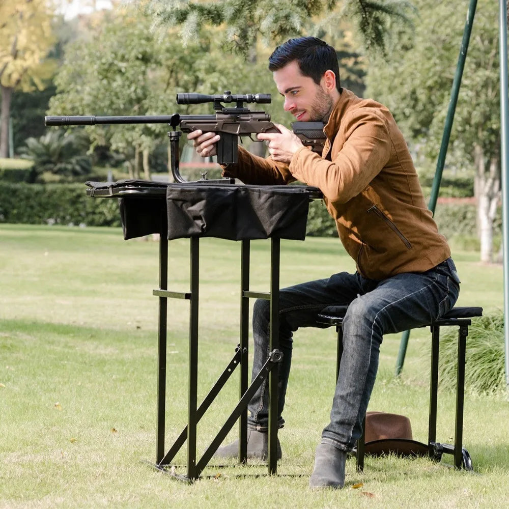 Folding Shooting Bench 300lbs Seat Height Adjustable Table Gun Rest Lightweight