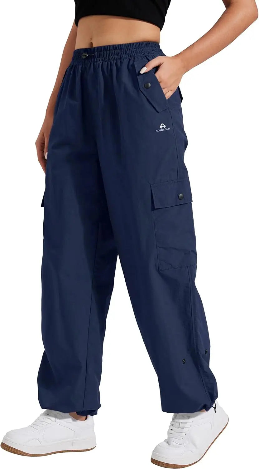 Pioneer Camp Womens Parachute Cargo Pants Baggy High Waisted Quick Dry Hiking