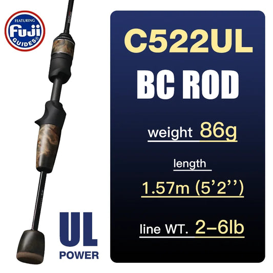 SeaSir Stream Spinning Baitcasting Rod Ultralight Carbon Handle