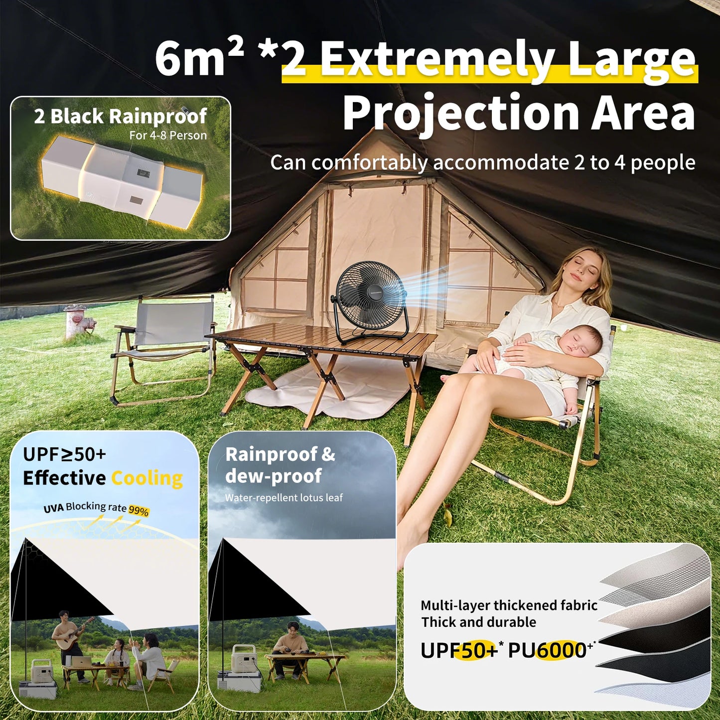 Inflatable Family Camping Tent With Stove Jack And AC Vent