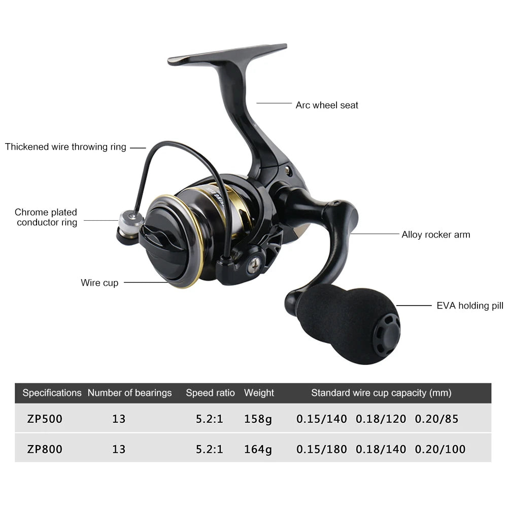 Fishing ZP 500 800 Premium-Series Spinning Reel 5 To 1