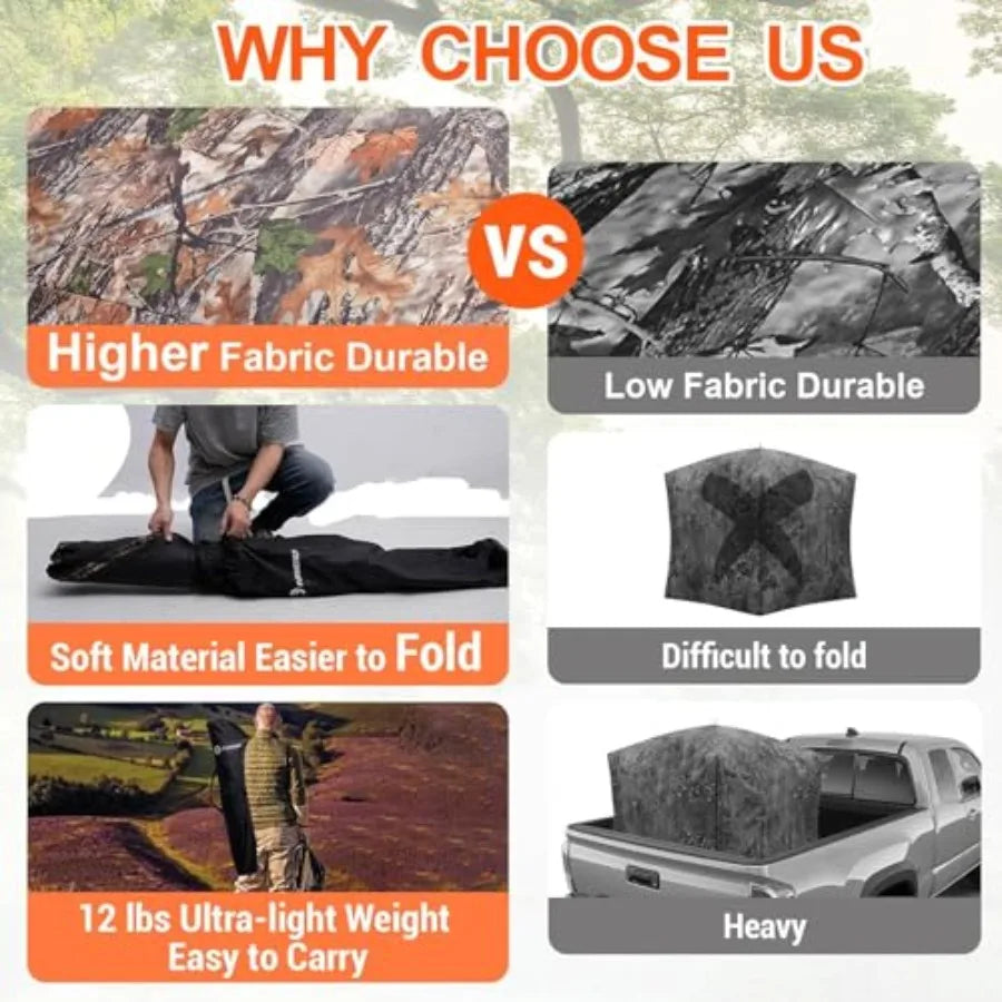 Ground Blind Pop Up Camouflage Tent 3 Person Foldable Shelter