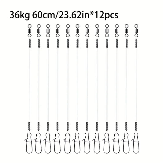 YOTOBuoyancy 12Pcs Fluorocarbon Fishing Line With Rolling Swivel Quick Lock