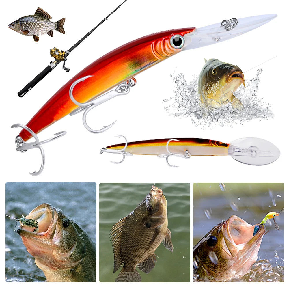 Plastic Minnow Hard Baits With Hooks For Saltwater Fishing Bait