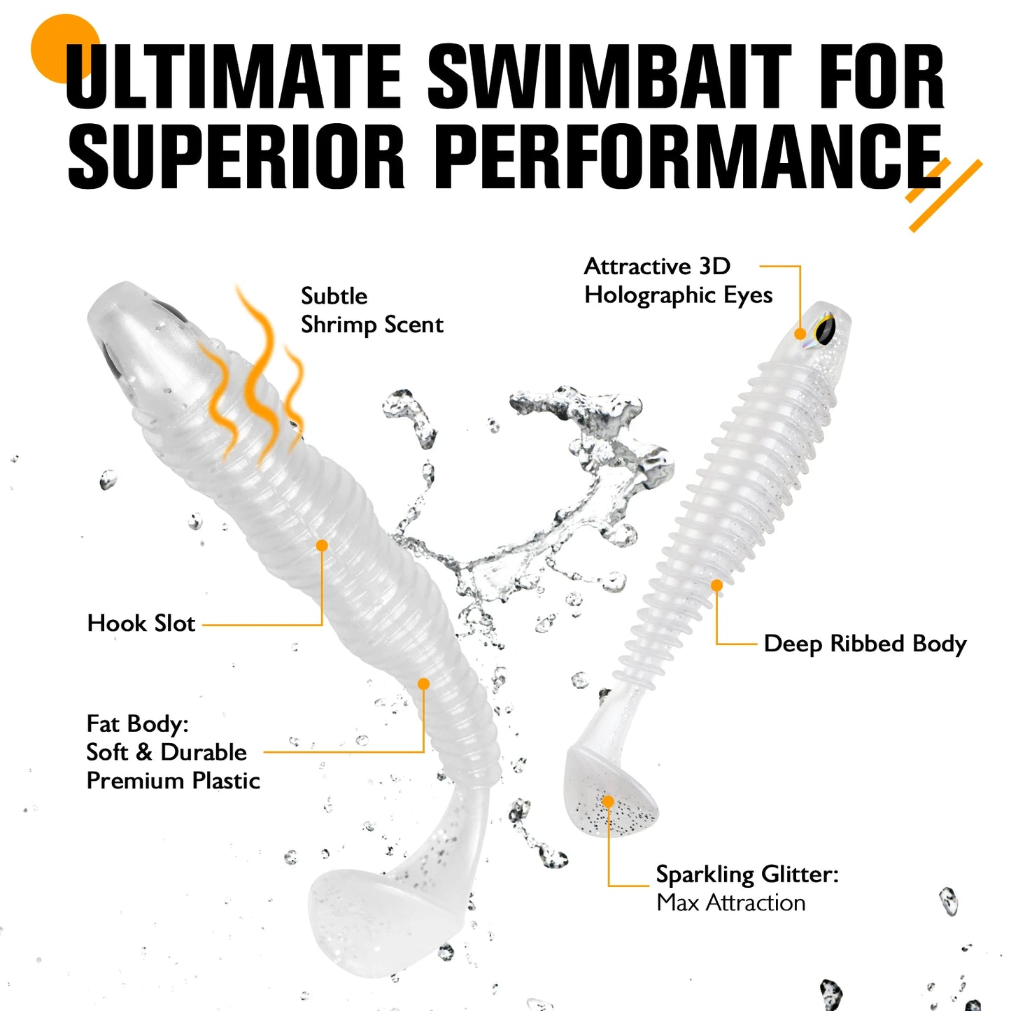 DOVESUN Paddle Tail Swimbaits Set for Bass Trout Crappie Walleye
