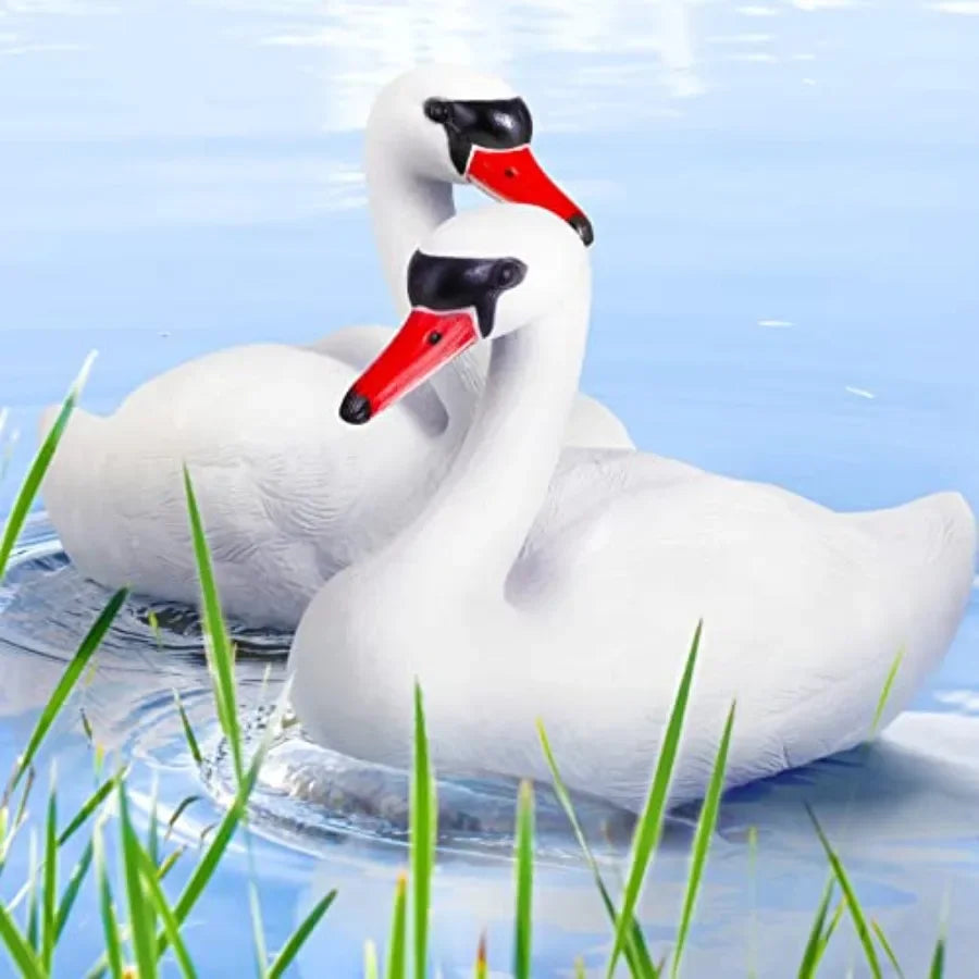 Deekin 2 Pieces Swan Decoy Pond Decoration Goose Decoys Hunting Floating Deterrent Garden Pond Decoration for Fields or Float o
