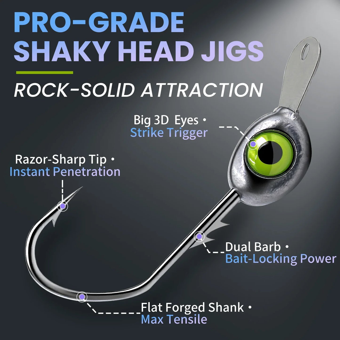 FishTrip Jig Heads 10Pcs Anti Snag Minnow Swing Hooks