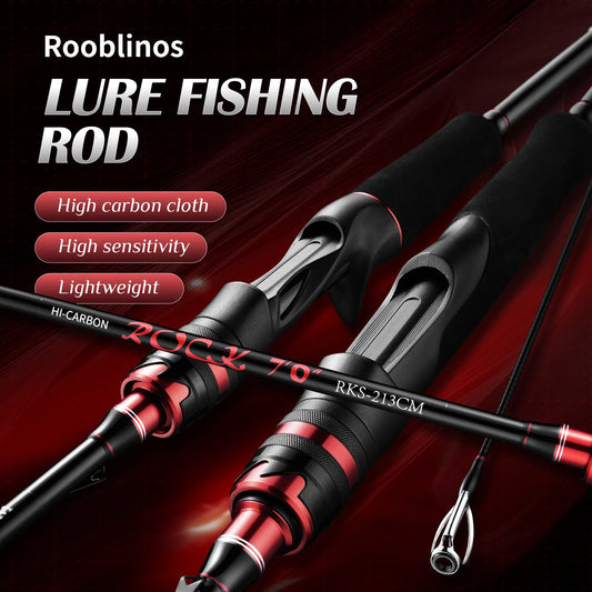 Rooblinos Rock Lure Fishing Rod Three Section Carbon Fiber Spinning