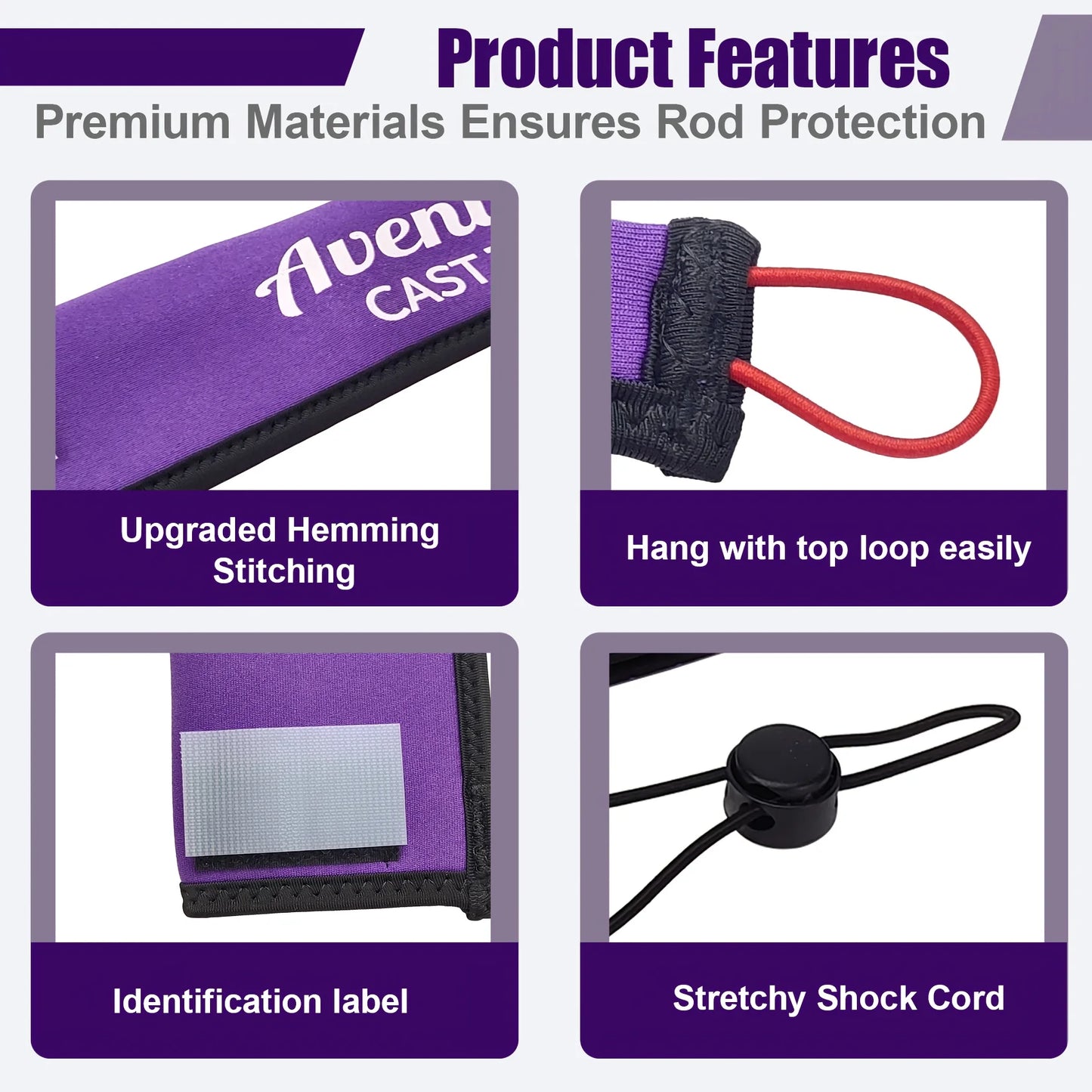 Aventik Neoprene Casting Rod Sleeve With Strap And Vent Holes
