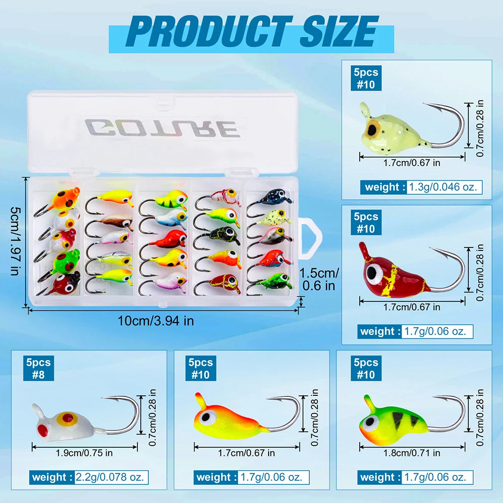 Goture Ice Fishing Jigs Set For Bass And Crappie Winter Jigging