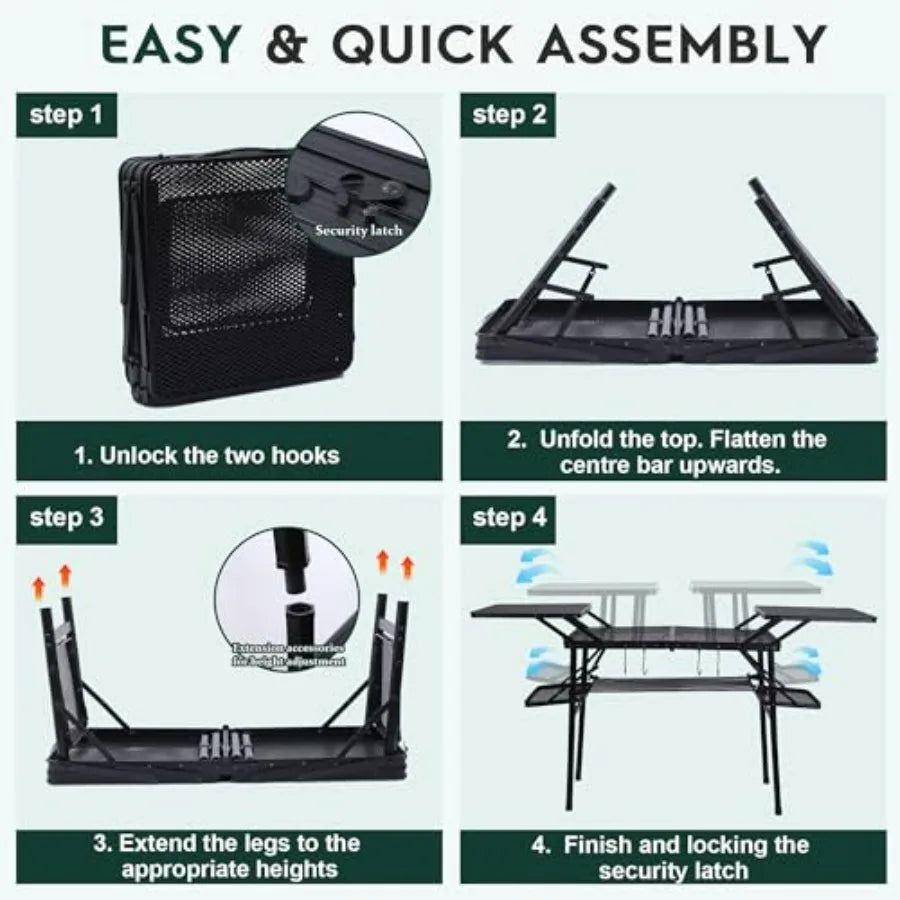 Camping Folding Tailgate Grill Table With Mesh Net