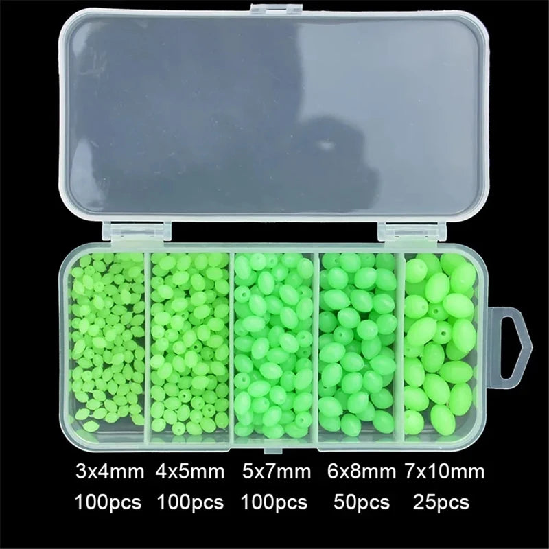 JSFUN Luminous Fishing Beads 375 Pcs Set Glow Float Lures