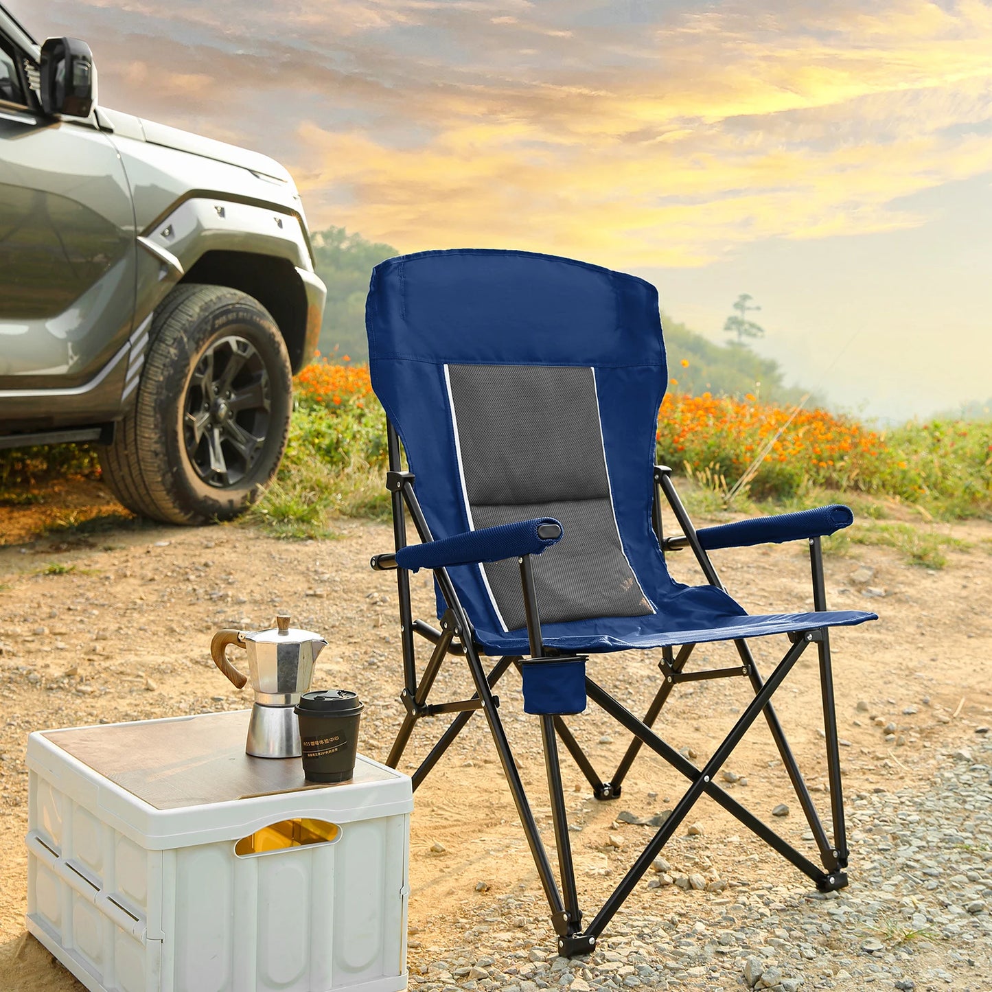TWISTER.CK Outdoor Folding Moon Chair With Armrests For Camping