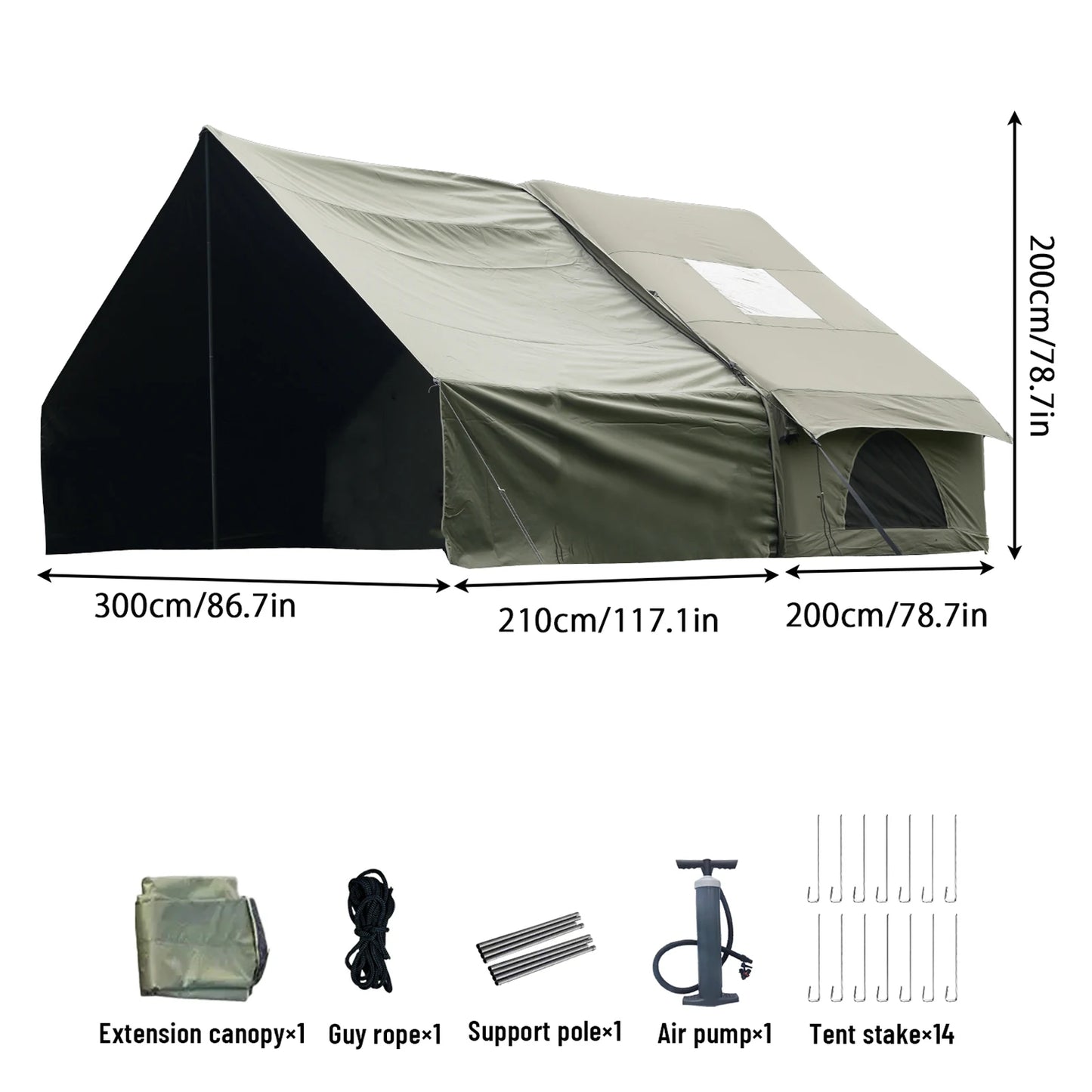 Pakicetus Inflatable Tent With Skylight Quick Setup 4 To 6 People