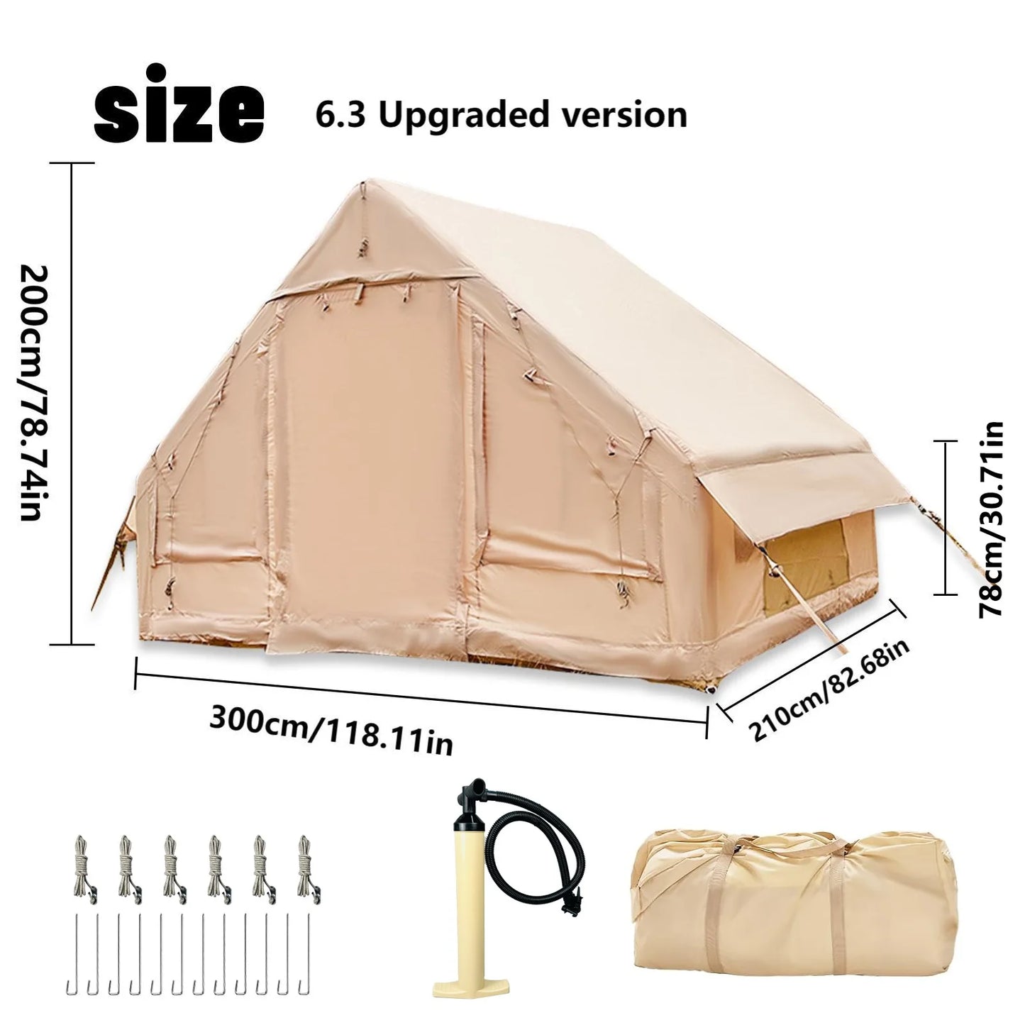 Pakicetus Inflatable Tent With Skylight Quick Setup 4 To 6 People