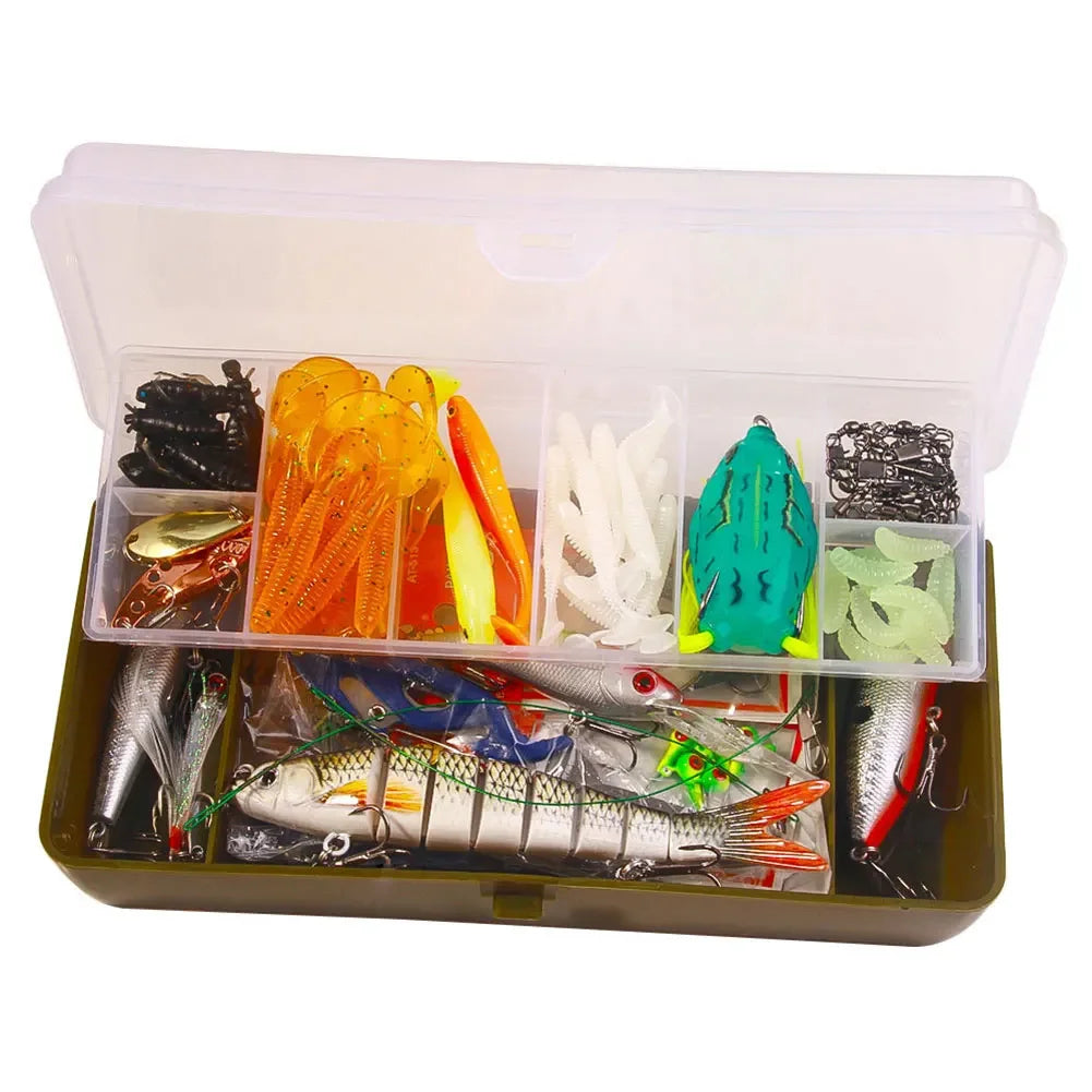 Shunmaii Mixed Fishing Lures Kit Soft and Hard Bait Set Tackle Box