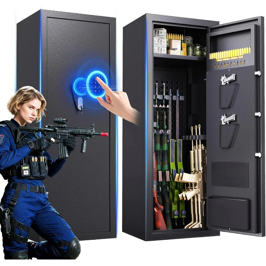 XMSJ Gun Safe Biometric Fingerprint Lock For Rifles Pistols Fireproof