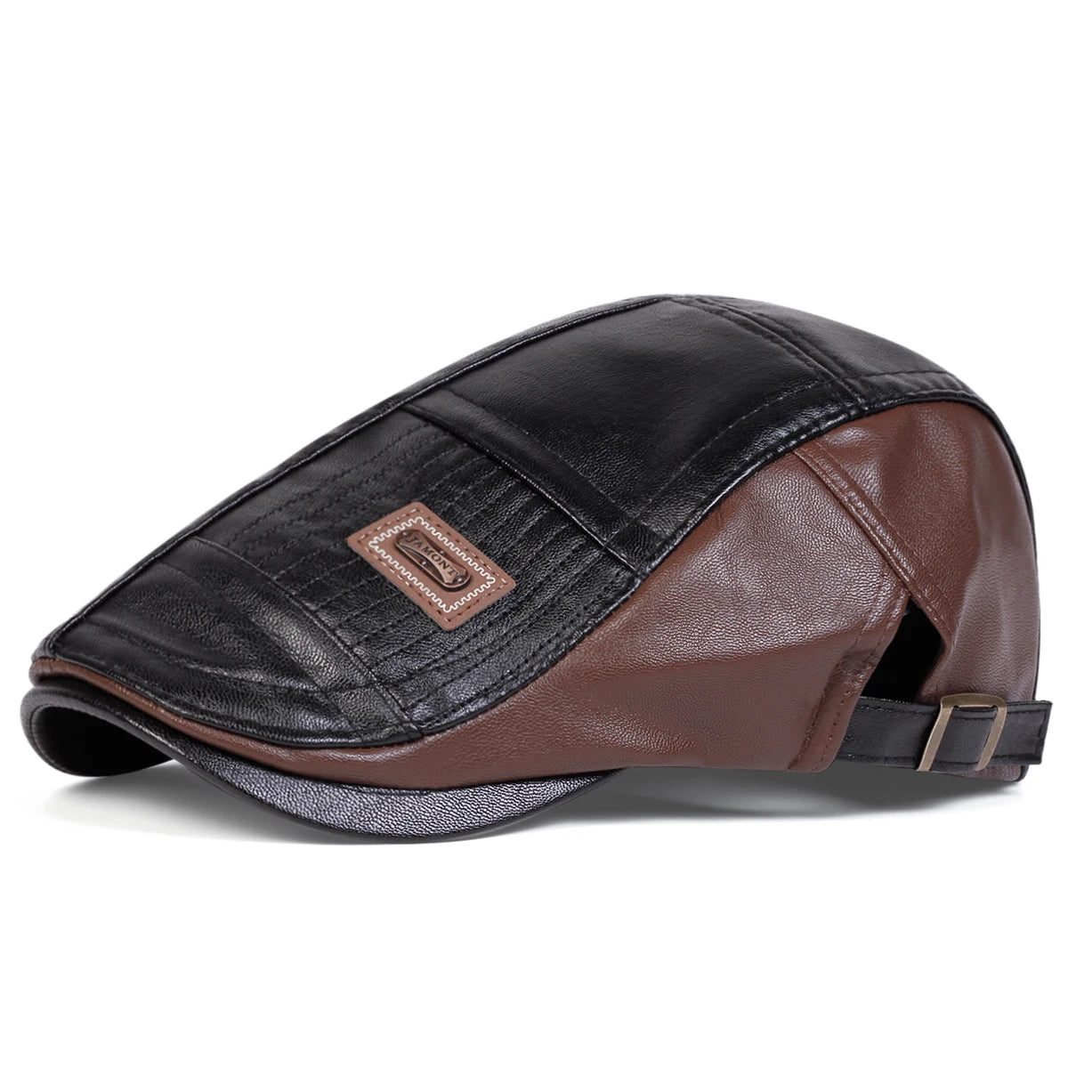 JAMONT Men PU Leather Newsboy Caps Vintage Flat Hat