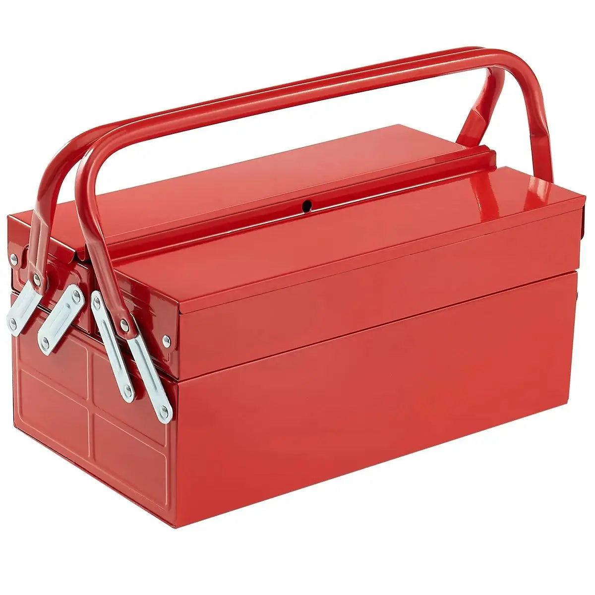 SucceBuy Metal Tool Box 2 Tier 3 Tray Portable Chest With Handle