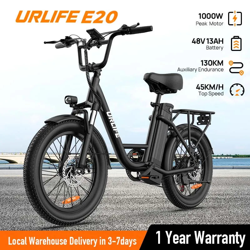 URLIFE E20 1000W Electric Bike 48V 13Ah Removable Battery