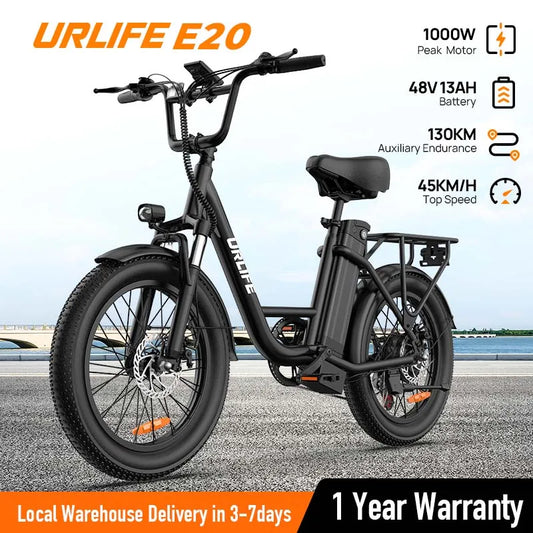URLIFE 1000W E20 Electric Bike With 48V Battery 20 MPH