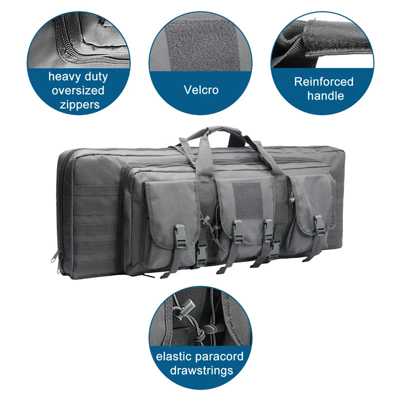 LQARMY Tactical Double Rifle Case with Molle Bag Sniper