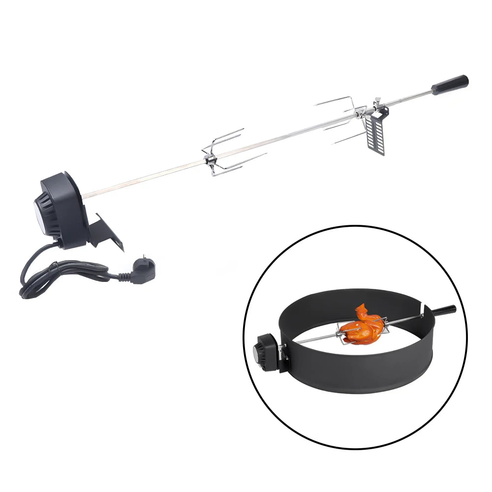 Electric BBQ Grill Spit Roaster Rotisserie Kit For Outdoor Grilling