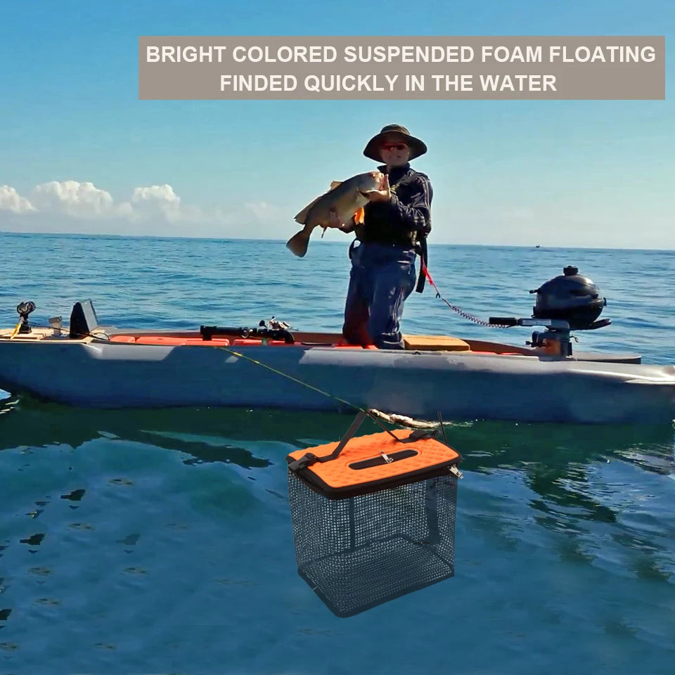 Floating Fish Basket Collapsible Minnow Bucket Portable Mesh For Catching Fish