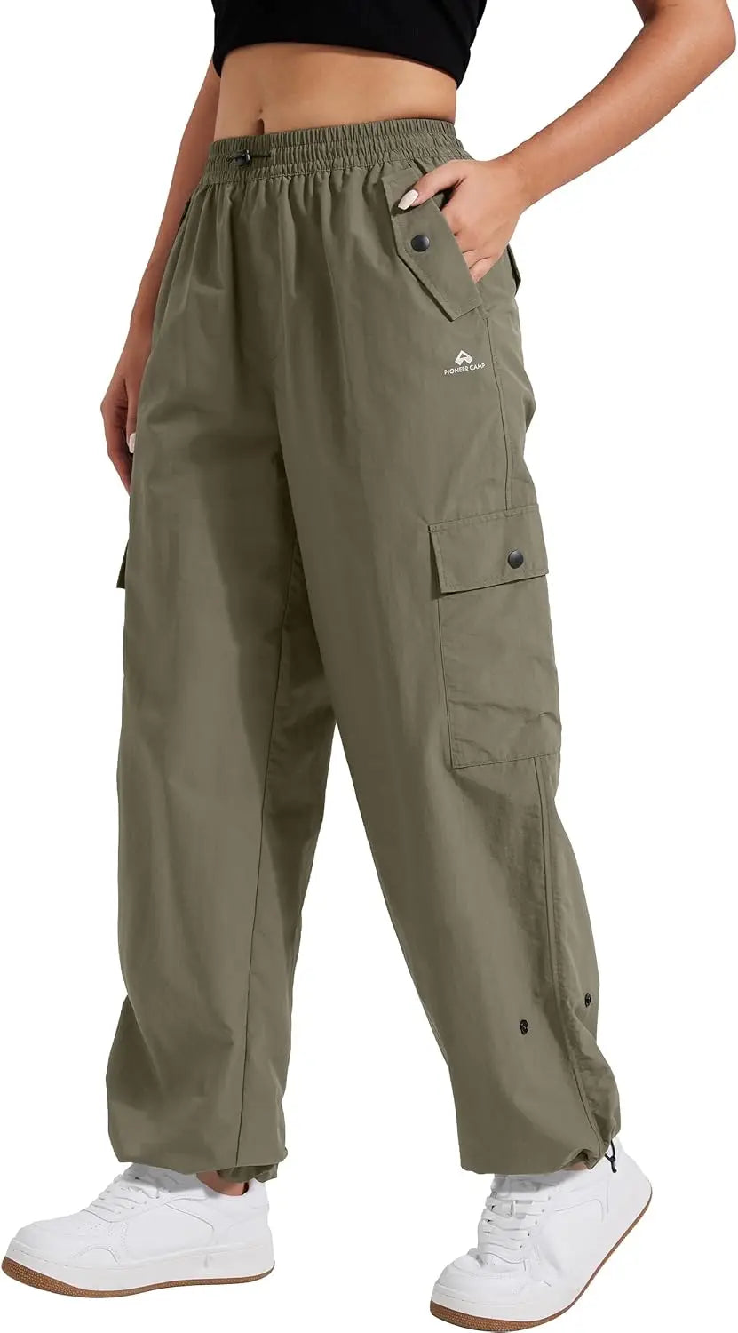 Pioneer Camp Womens Parachute Cargo Pants Baggy High Waisted Quick Dry Hiking