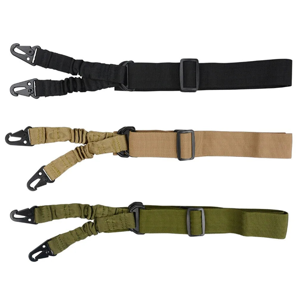 Two Points Rifle Sling With Length Adjuster And Metal Hook