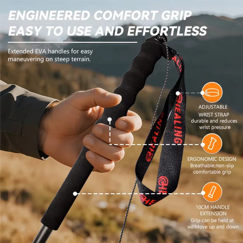 OKHEALING Ultra-Light Foldable Carbon Fiber Trekking Poles