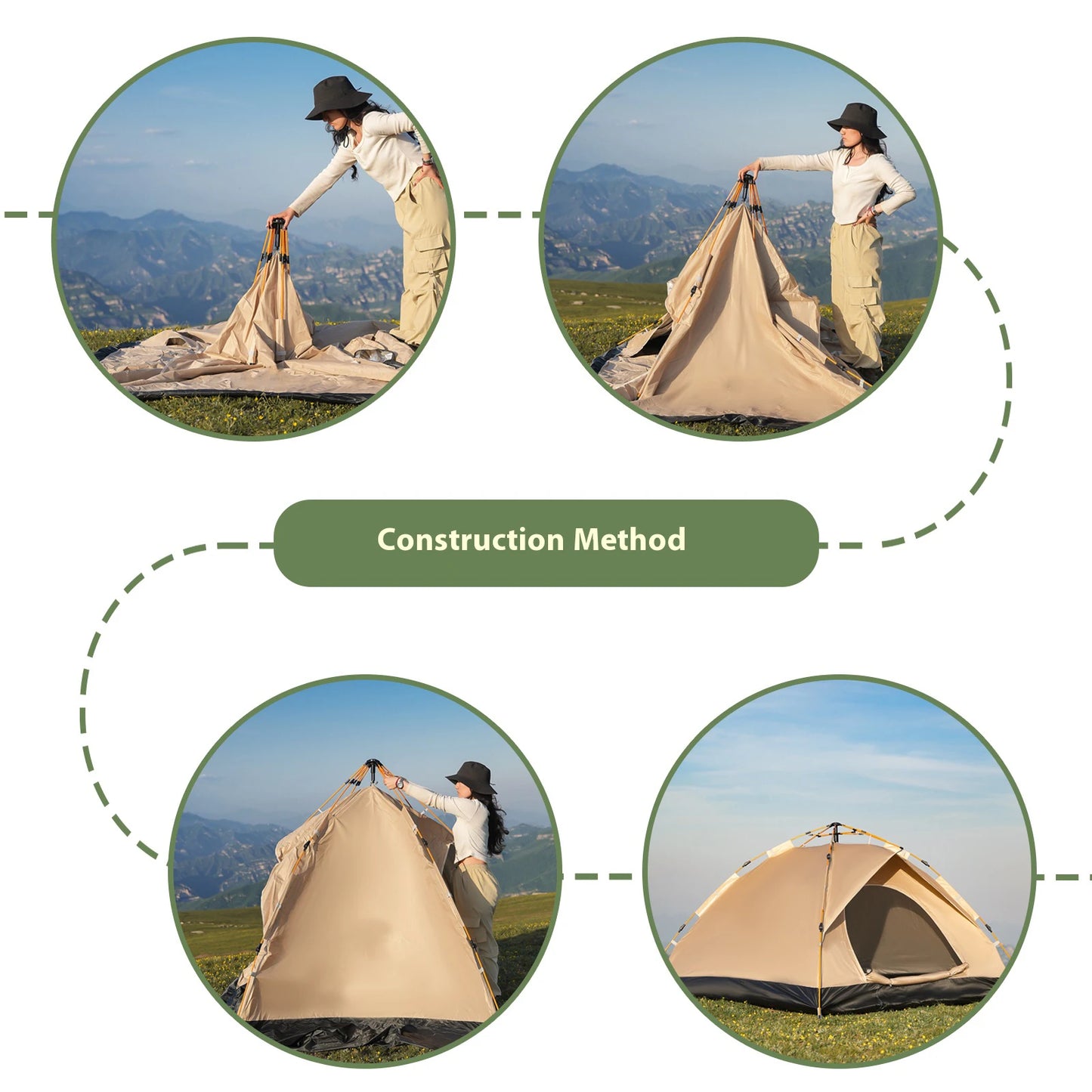 Pakicetus Windproof Camping Tent Easy Setup For Family Travel