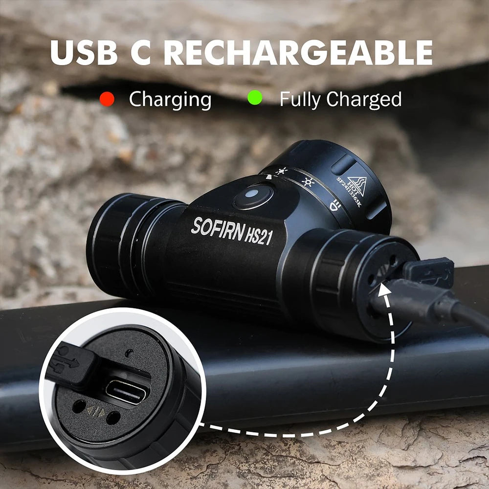 Sofirn HS21 2000lm USB C Rechargeable Headlamp SFT40