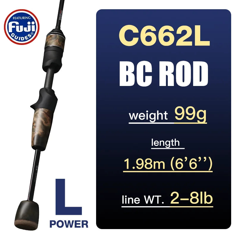 SeaSir Ultralight Carbon Fishing Rods With Solid Wood Handle 1-10g