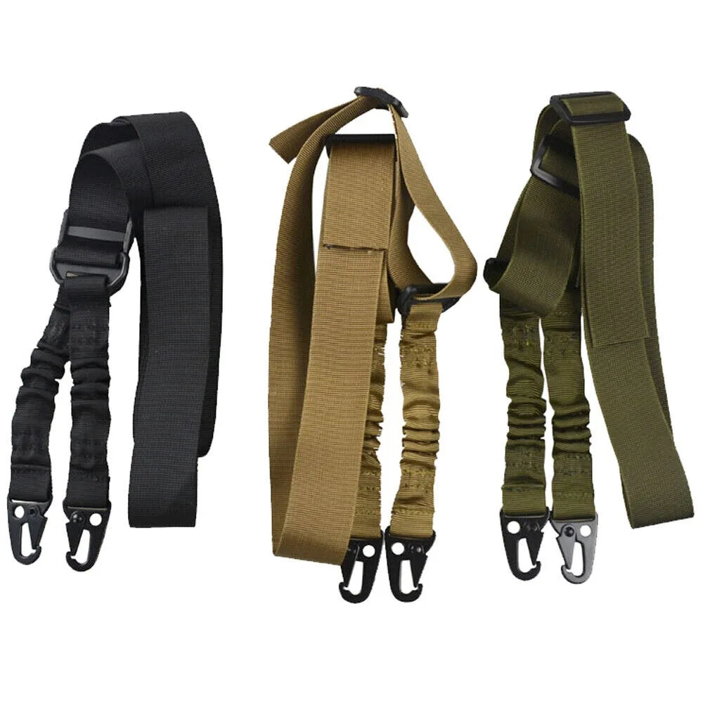 Two Points Rifle Sling With Length Adjuster And Metal Hook