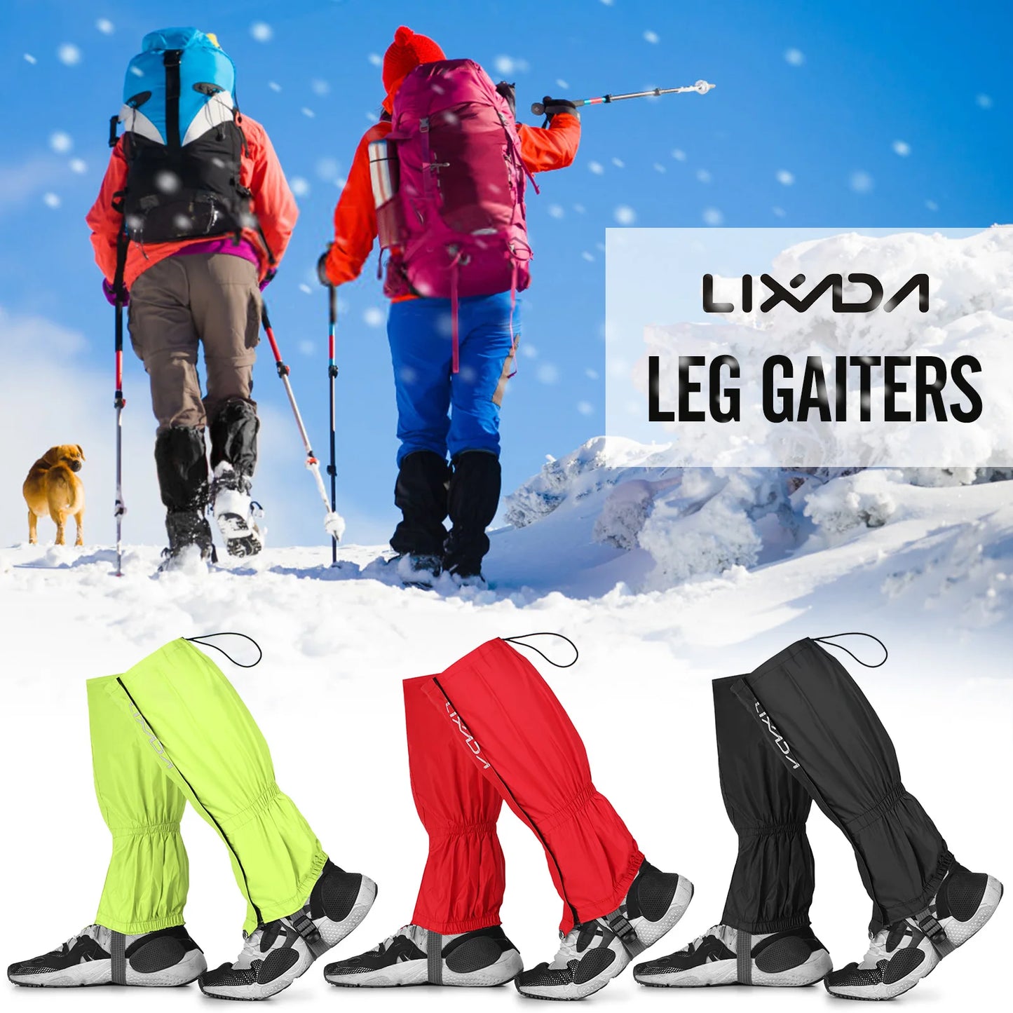 Lixada Gaiters Waterproof Snow Windproof Hiking Camping Shoe Covers