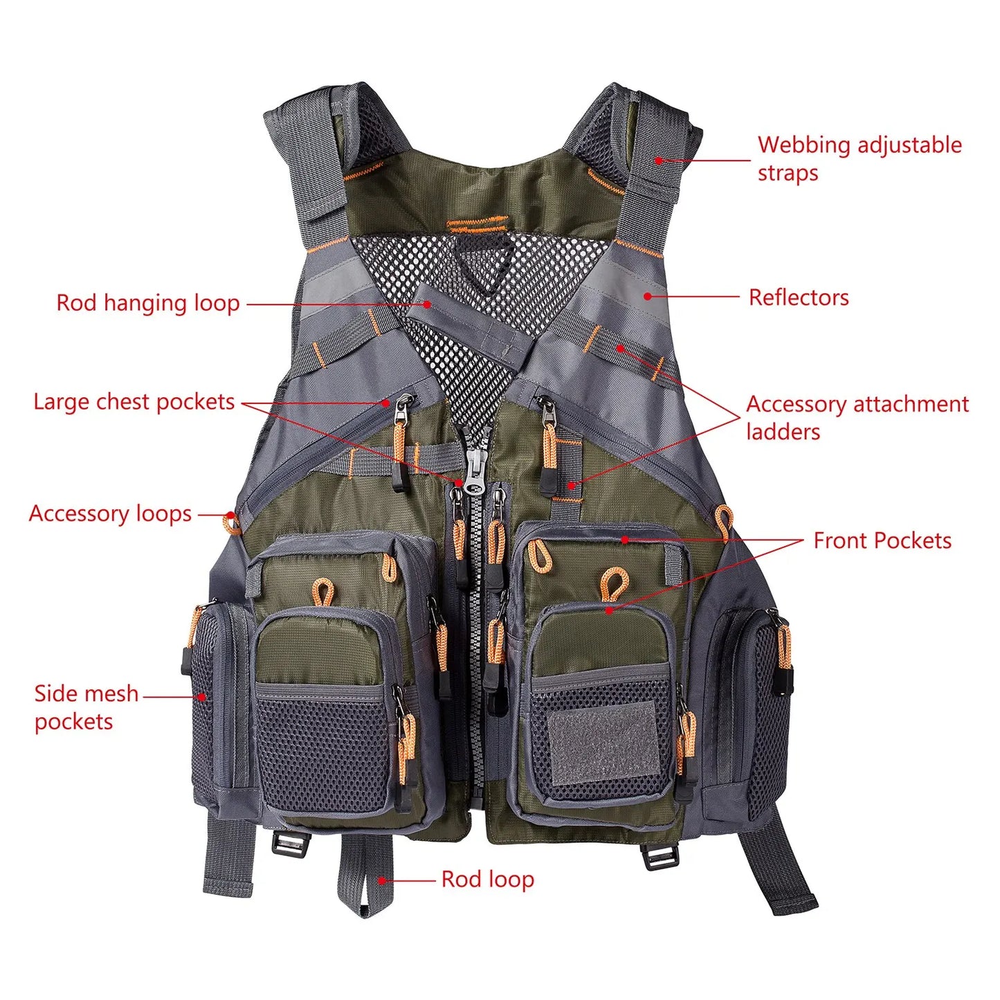 Bassdash Breathable Adjustable Fishing Vest For Outdoor Sports And Tackle