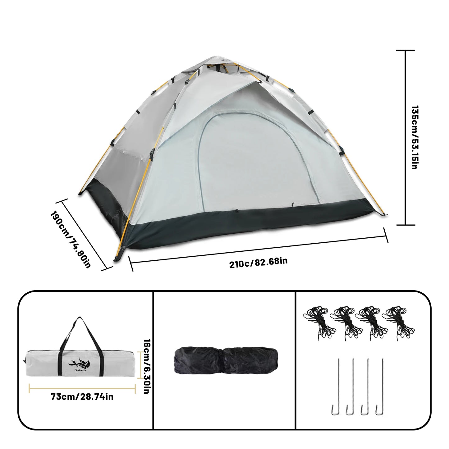 Pakicetus Windproof Camping Tent Easy Setup For Family Travel