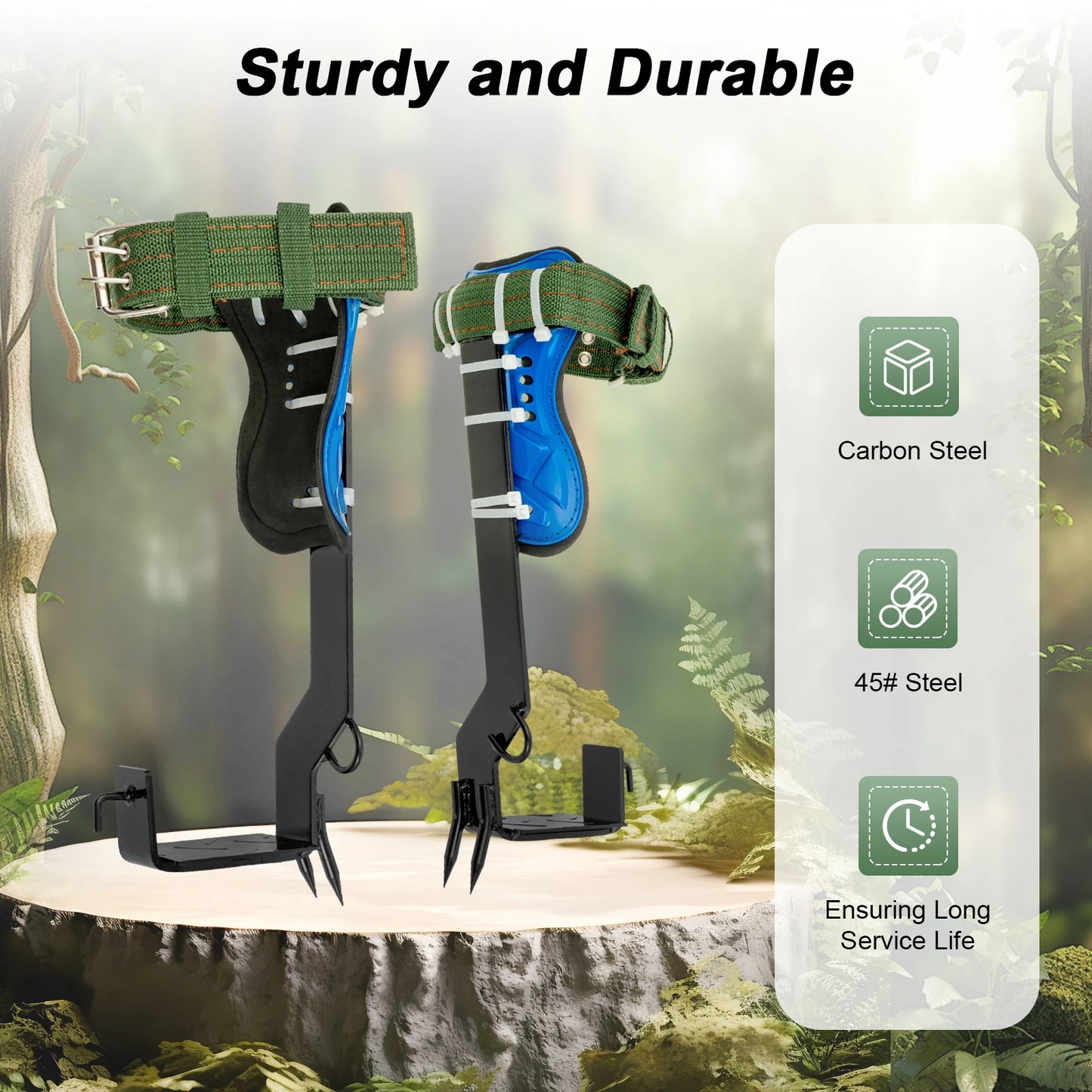 Tree Climbing Spikes Kit With Arborist Gear Harness 220 Lbs