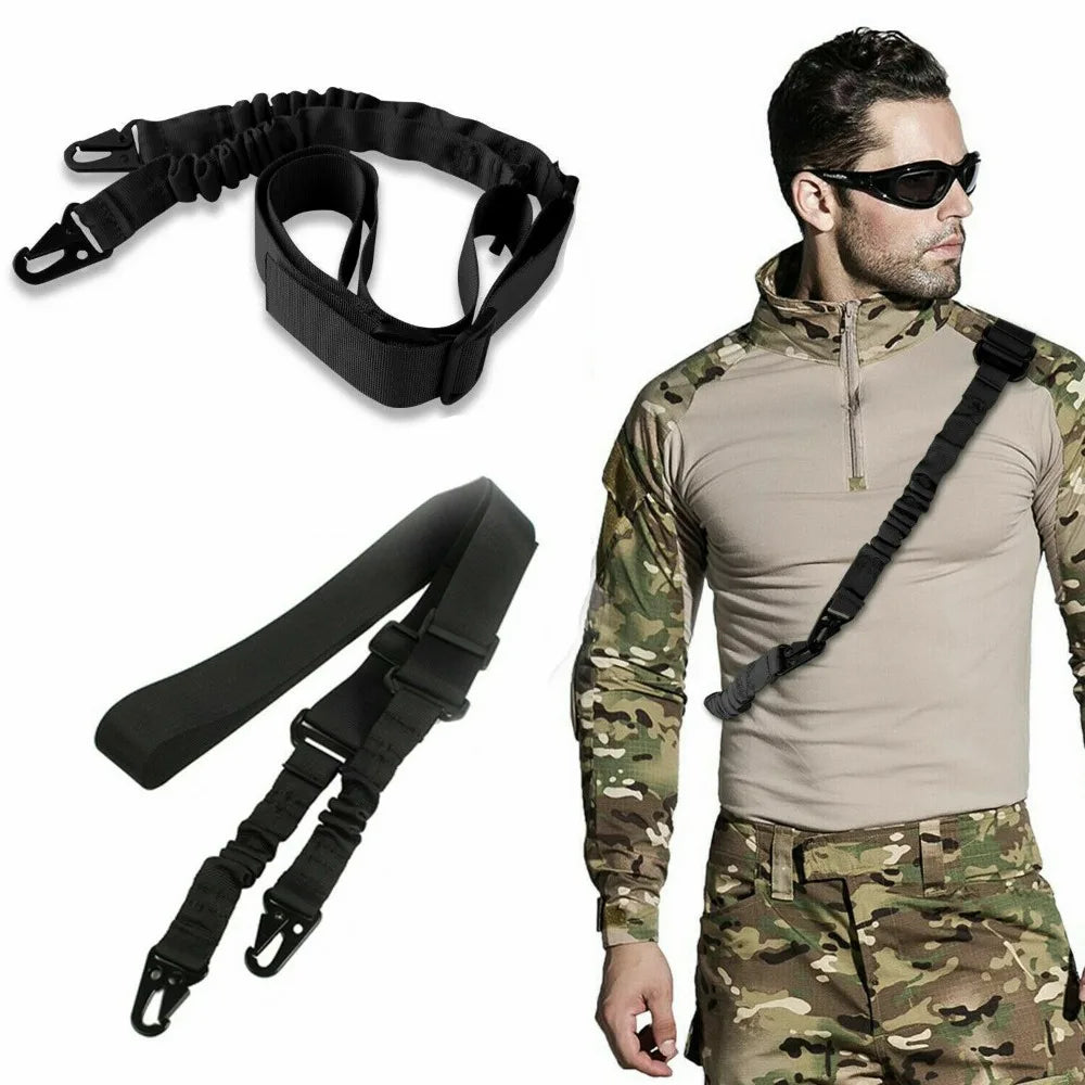 Two Points Rifle Sling With Length Adjuster And Metal Hook