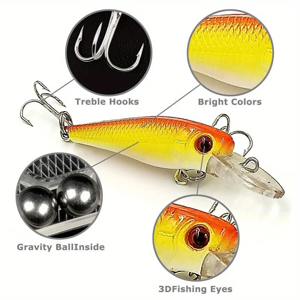 30 Pcs Fishing Lure Set Crankbaits Minnow Baits Hooks For Freshwater Saltwater