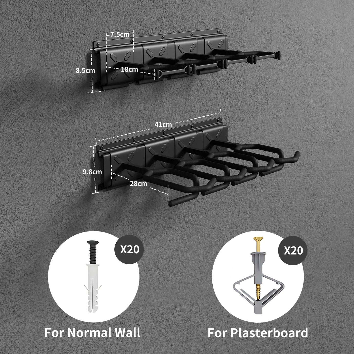 3/4/6/8/12 Slots Long Gun Rack Wall Mounted Shotgun Rack  Adjustable Rifle Storage Holder Rifle Racks 220 Lbs Load Storager