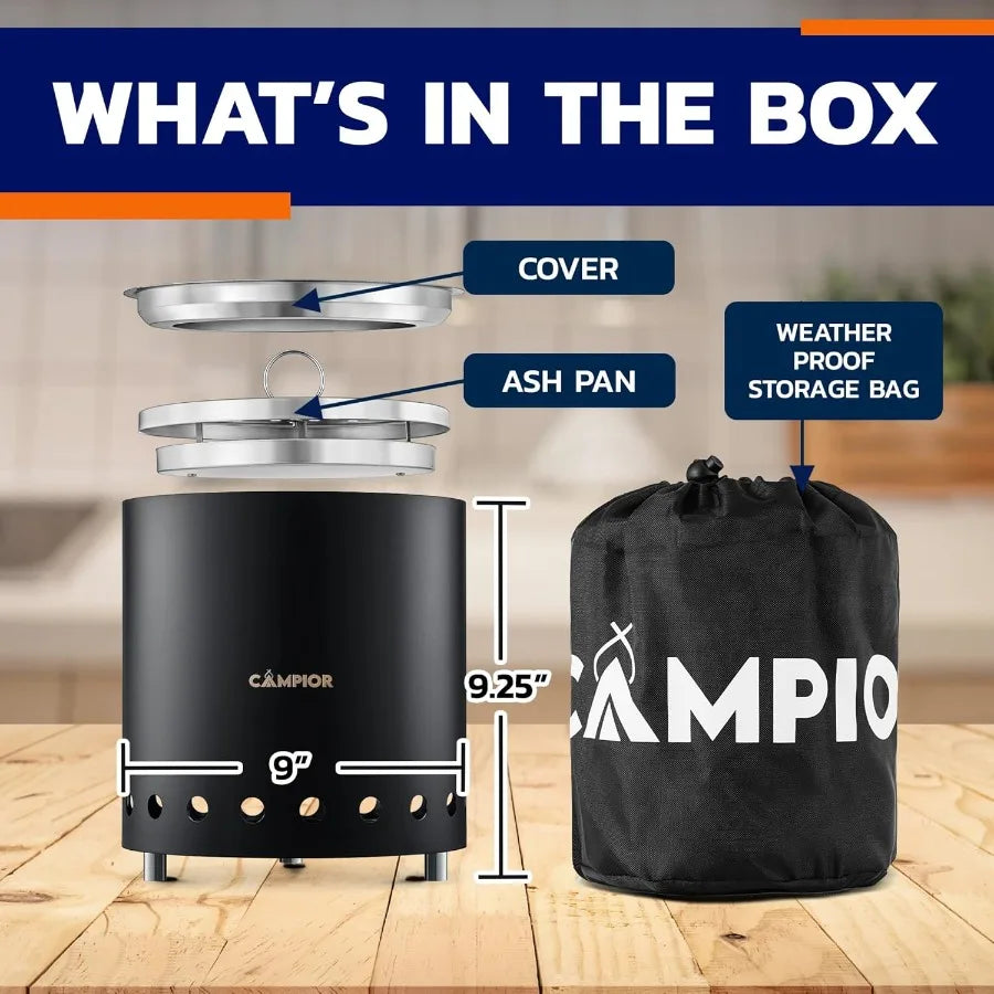 Smokeless Wood Burning Fire Pit Stove For Camping And Outdoor
