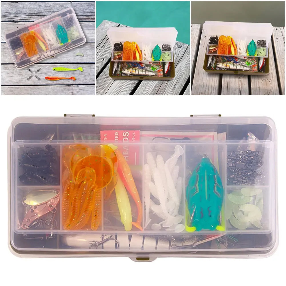 Shunmaii Mixed Fishing Lures Kit Soft and Hard Bait Set Tackle Box