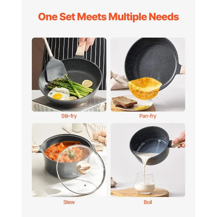 High Concerned Chemical 19 Piece Pots And Pans Nonstick Set
